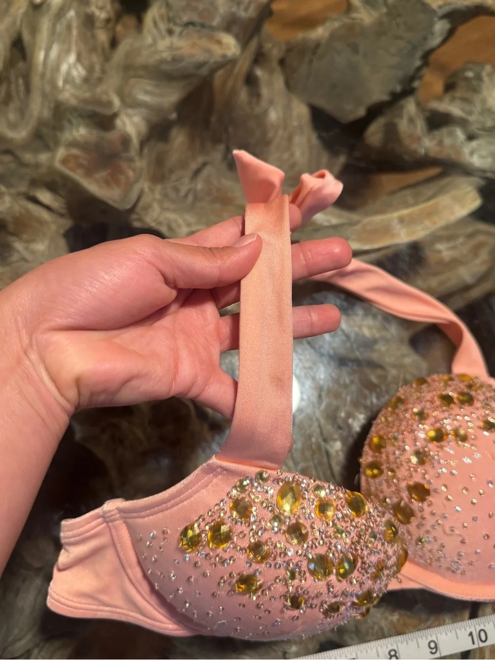 Victoria's Secret Pink Embellished Halter Push-Up Bra with Gold Accents
